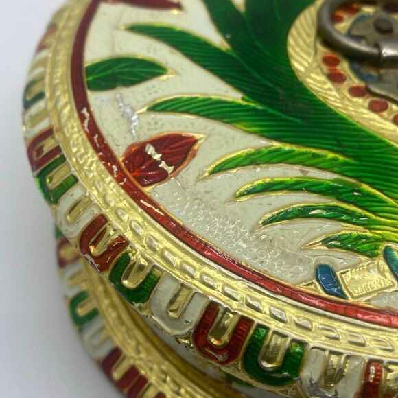 Round Wood Meenakari Box, (5.5”Multicolor Foiled) by JHC - Picture 4 of 12